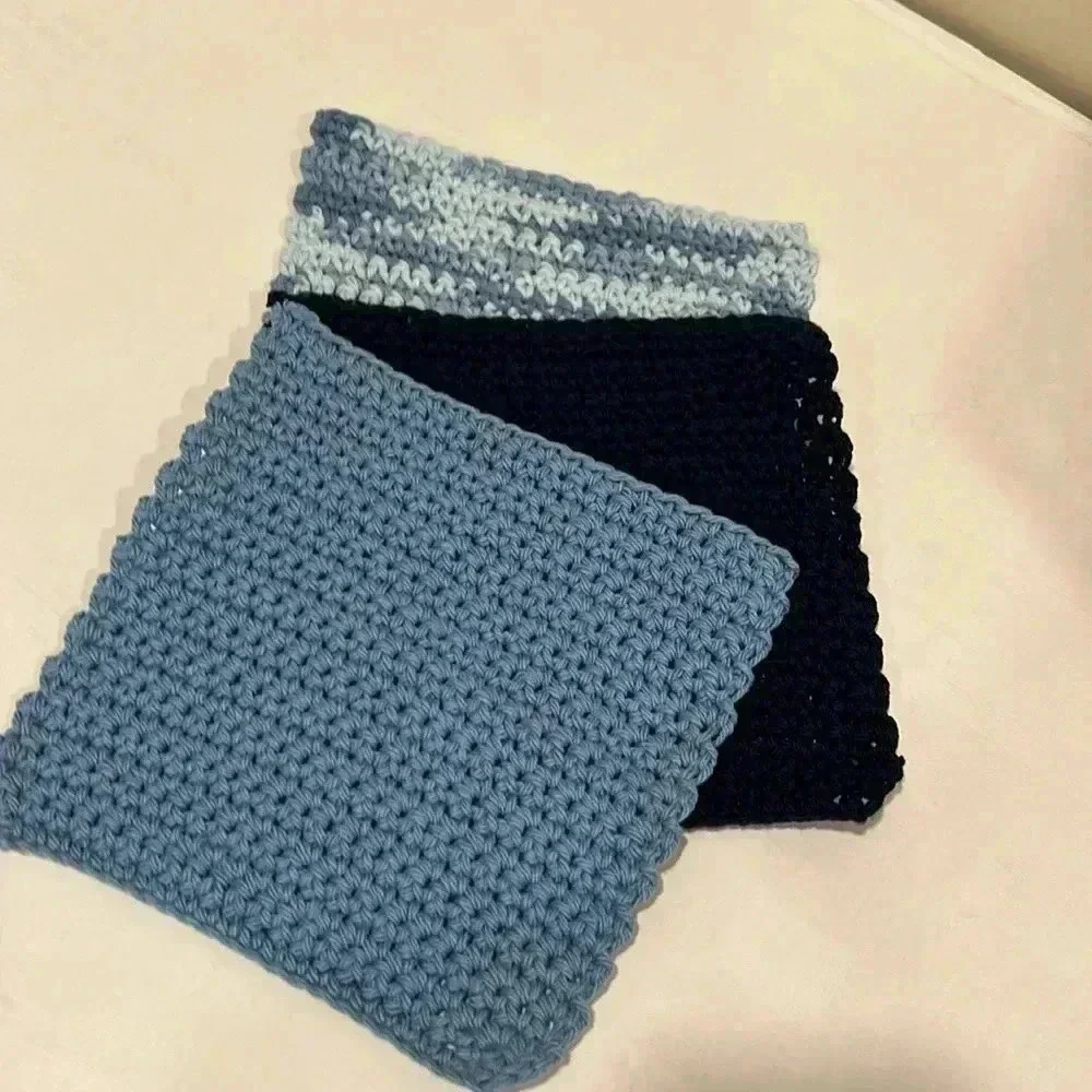Hand Crocheted Washcloth/Dishcloth - Set of 3